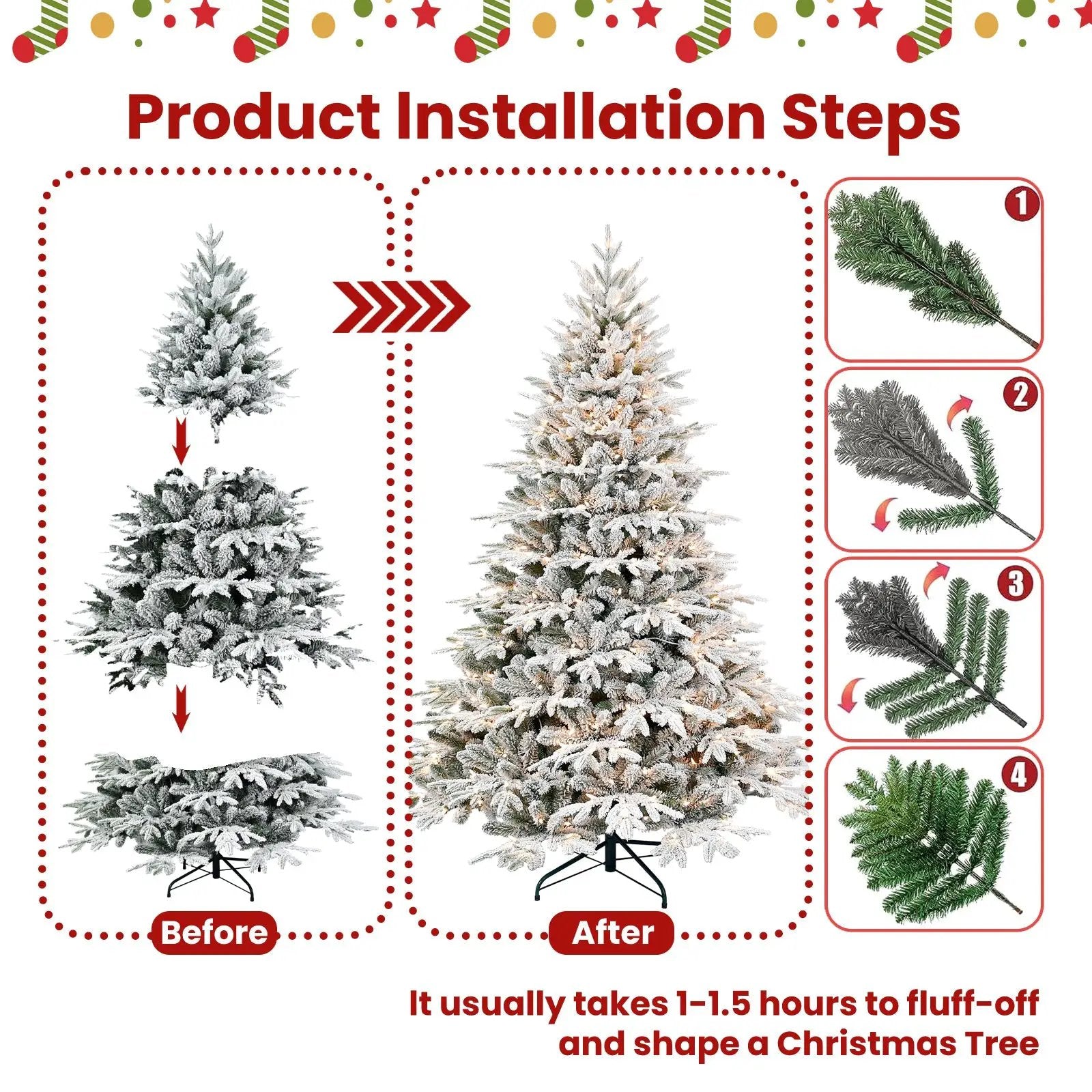5ft Pre-Lit Flocked Artificial Christmas Tree by HouseOfZazla