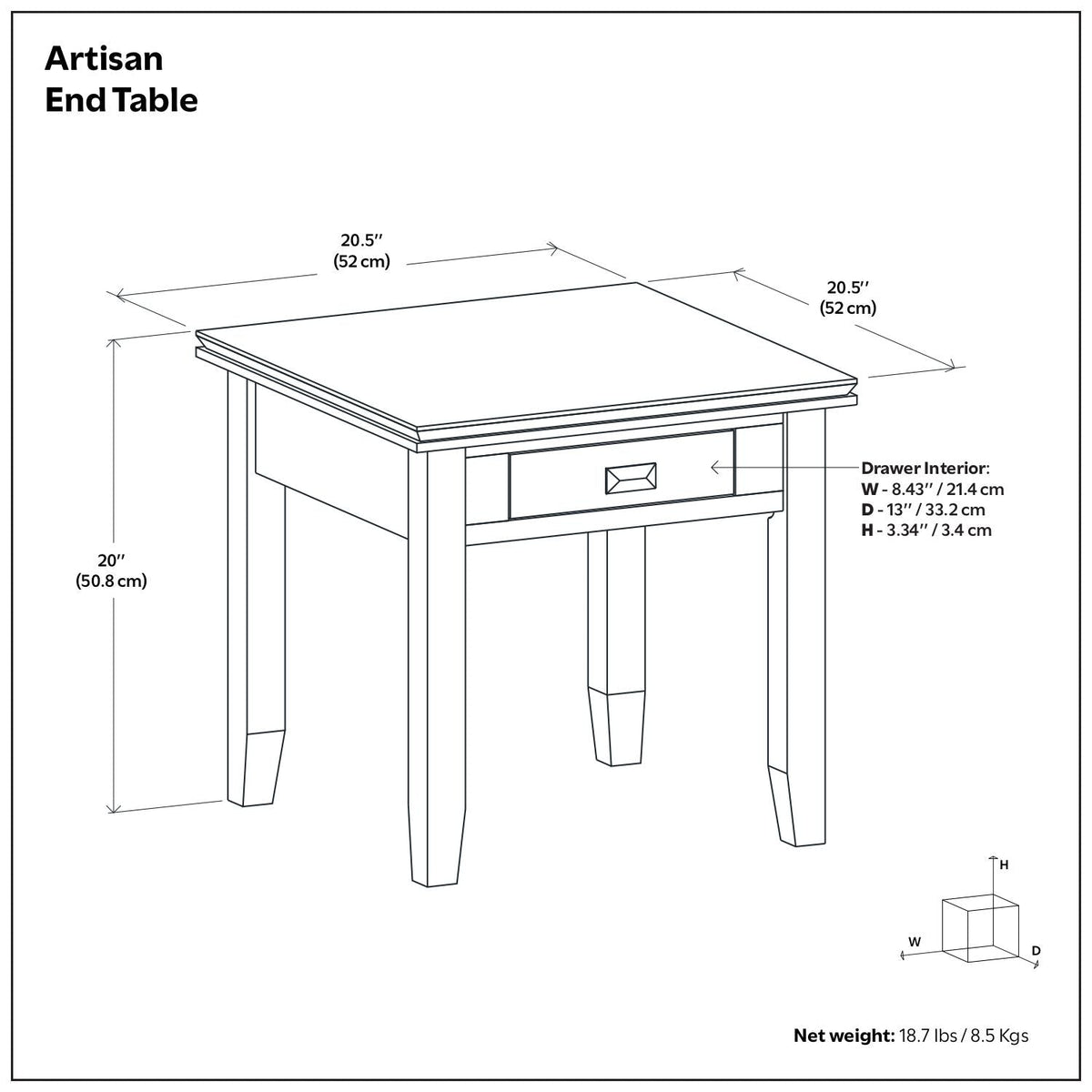 Artisan End Table with Drawer Storage - Russet Brown, photo 3 of 5