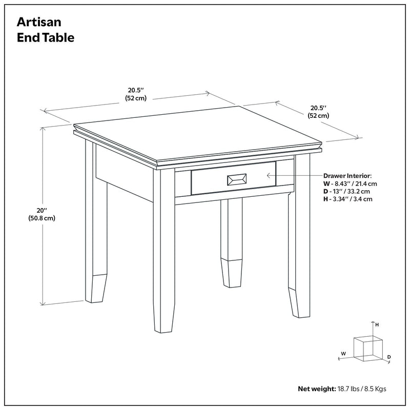 Artisan End Table with Drawer Storage - Russet Brown, photo 3 of 5