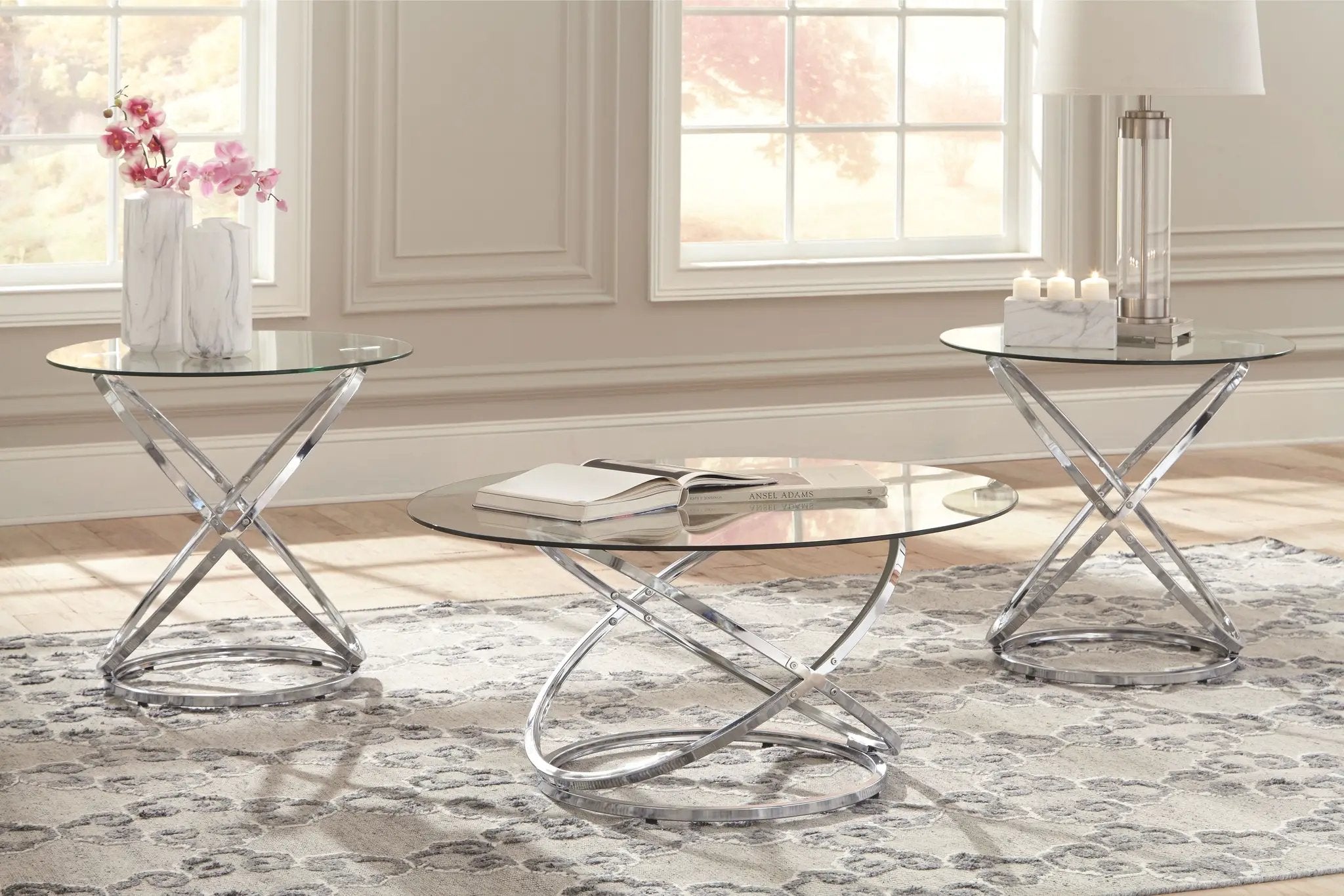 Hollynyx - Occasional Table Set (Set of 3) - Chrome Finish by Unique Piece Furniture