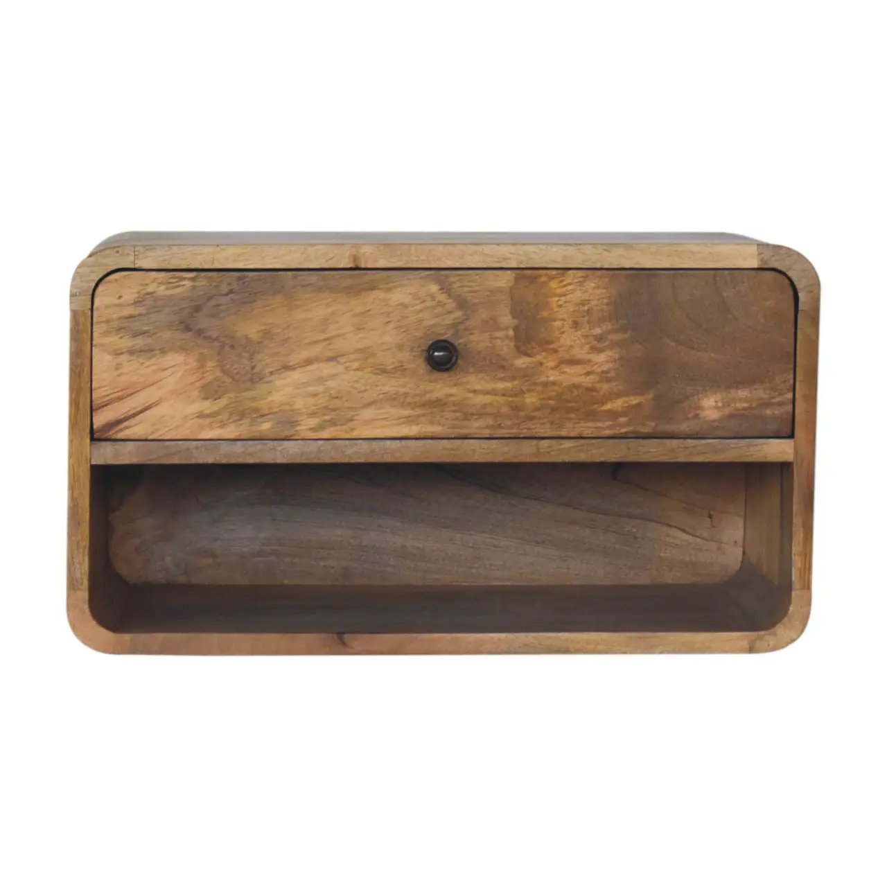 Solid Wood Large Floating Curve Open Slot Bedside by HouseOfZazla