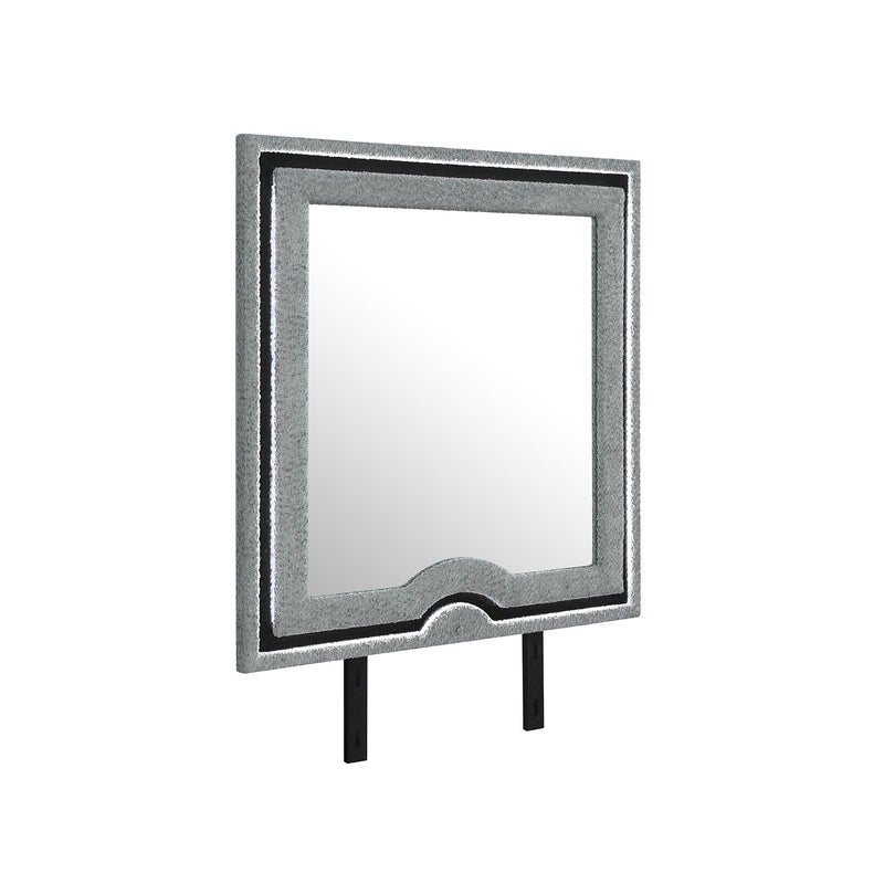 Upholstered Frame Mirror with LED Lighting - Dark Gray, photo 4 of 6
