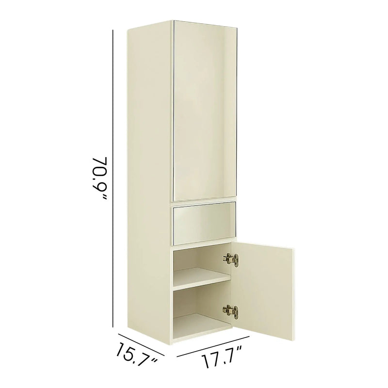 Elise - Slim Modular Closet Cabinet With Mirror - White by HouseOfZazla