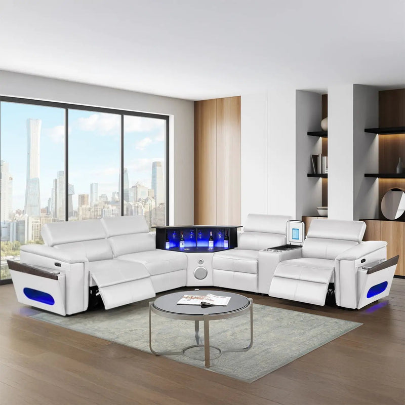 Nova - Sectional With Bluetooth Speaker, LED And Lifting Wine Cabinet by HouseOfZazla