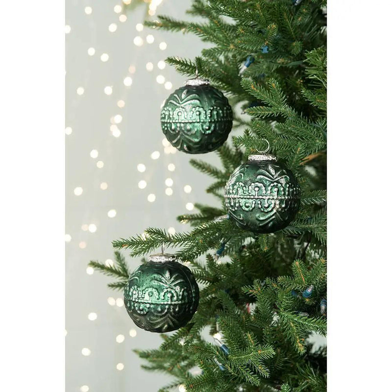 Christmas Ball Ornaments, Glass Decorative Hanging Ball Christmas Tree Ornaments, For Holiday Party Decorations (Set of 6) - Green by HouseOfZazla