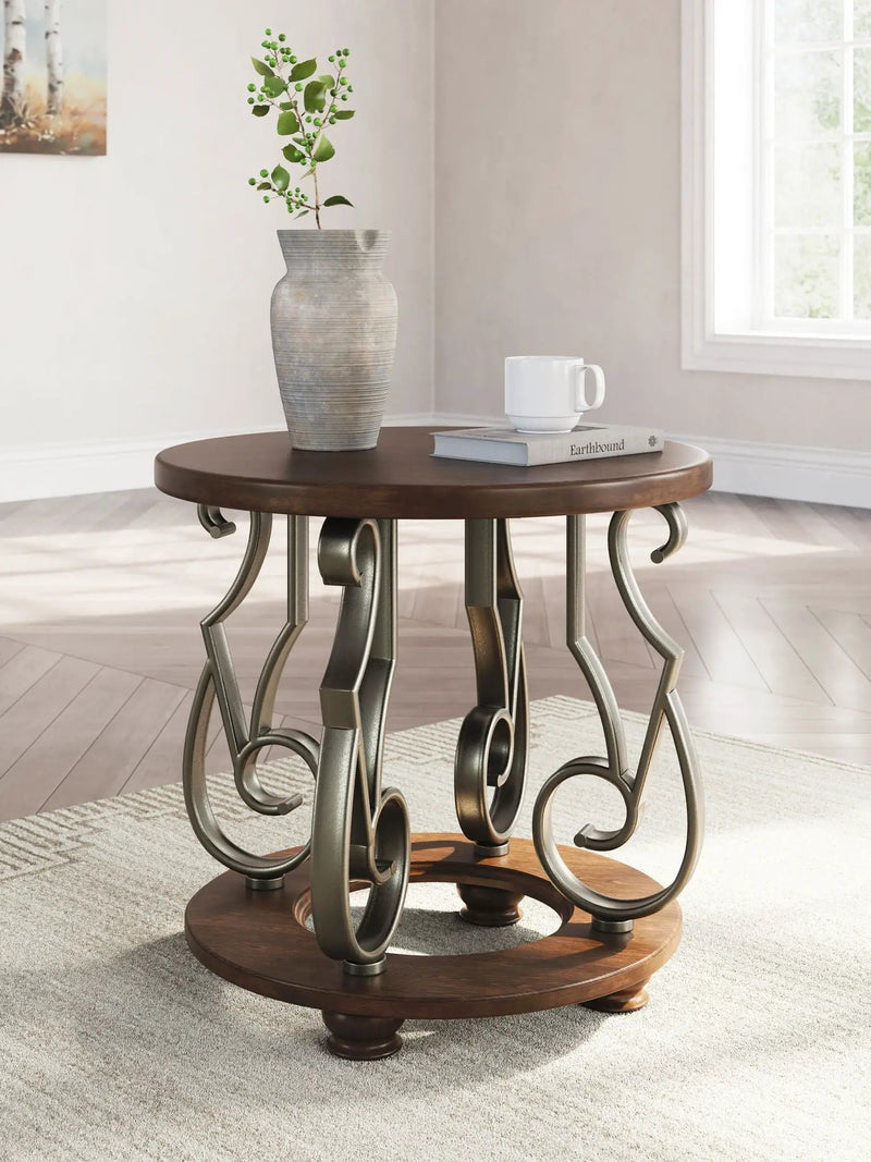 Frallyn - Round End Table - Dark Brown by Unique Piece Furniture