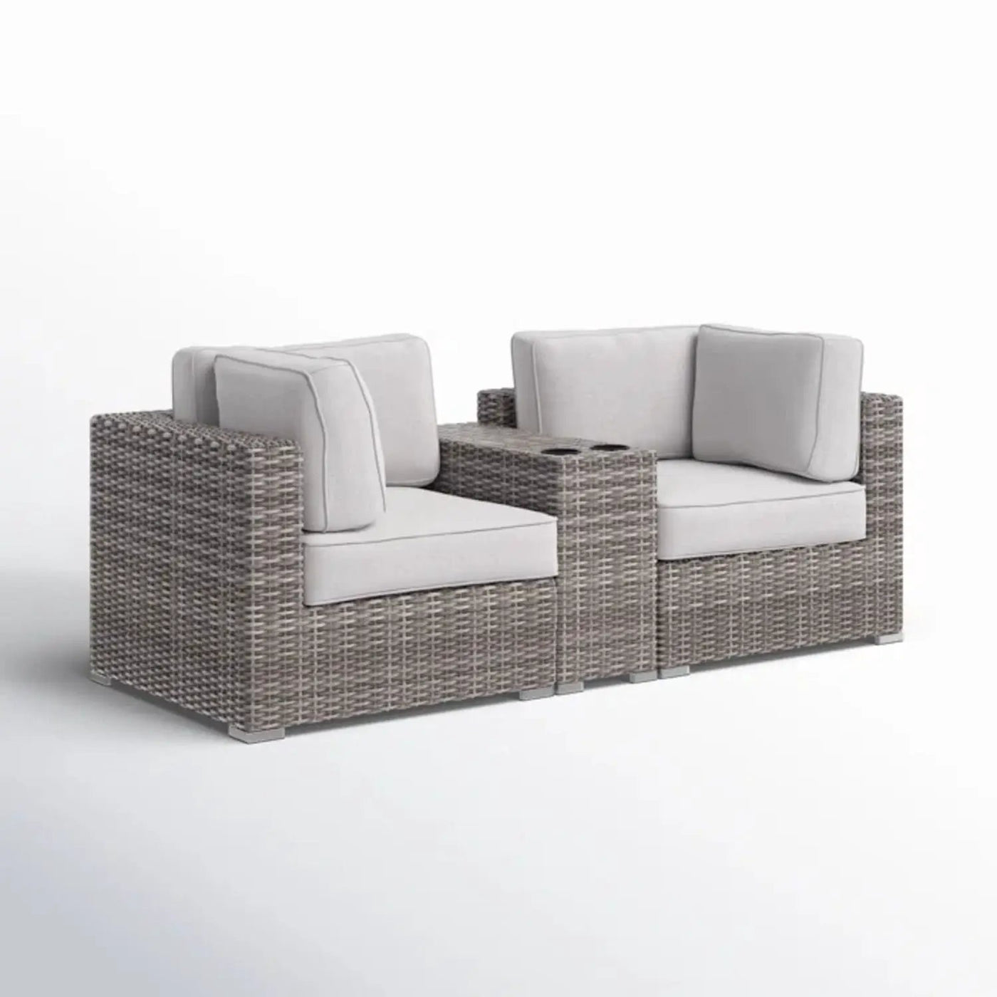 Handcrafted Outdoor Loveseat With Wicker Seating by Unique Piece Furniture