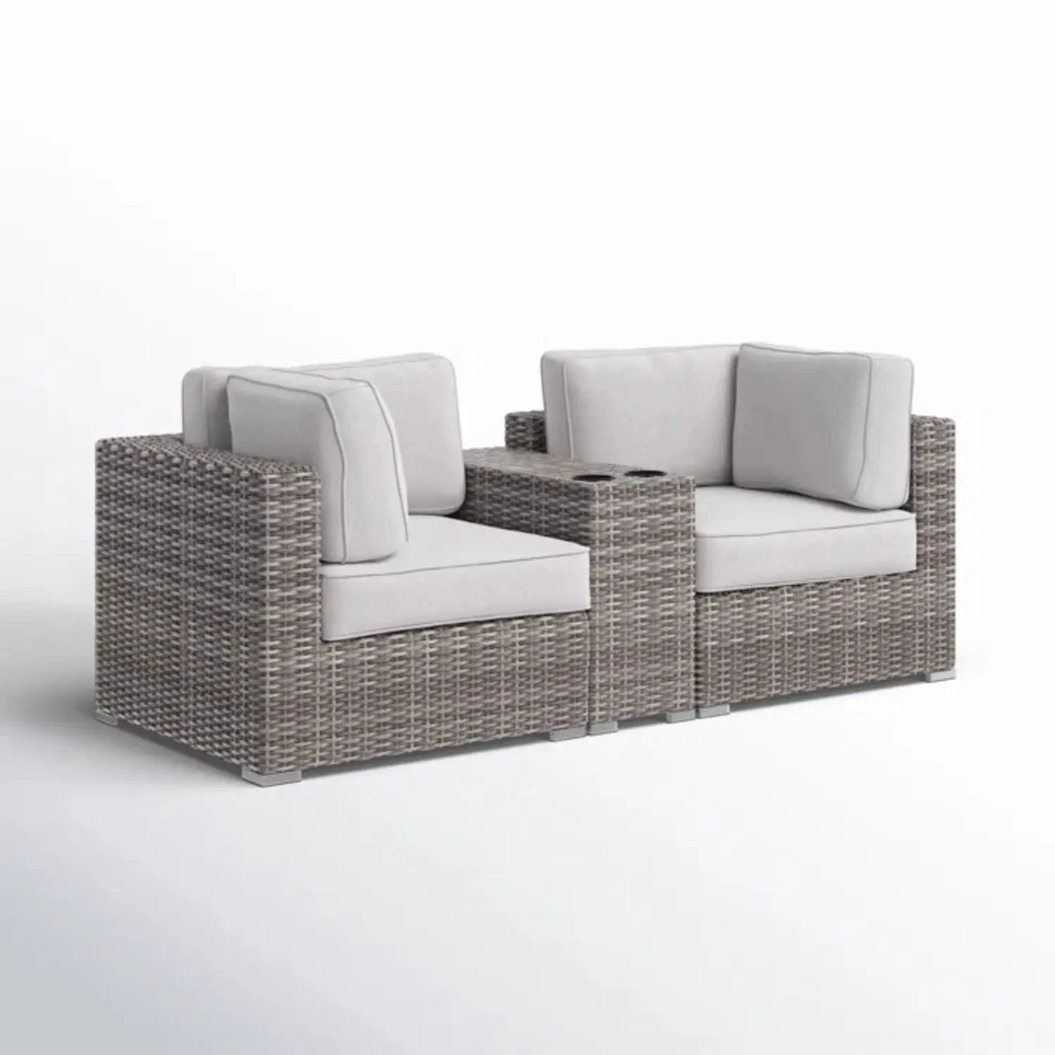 Handcrafted Outdoor Loveseat With Wicker Seating by Unique Piece Furniture