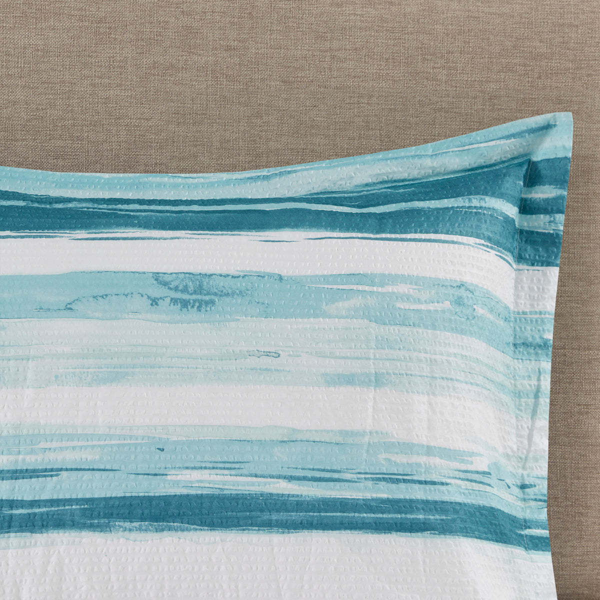 8 Piece Printed Seersucker Comforter and Quilt Set Collection Aqua Full/Queen by HouseOfZazla