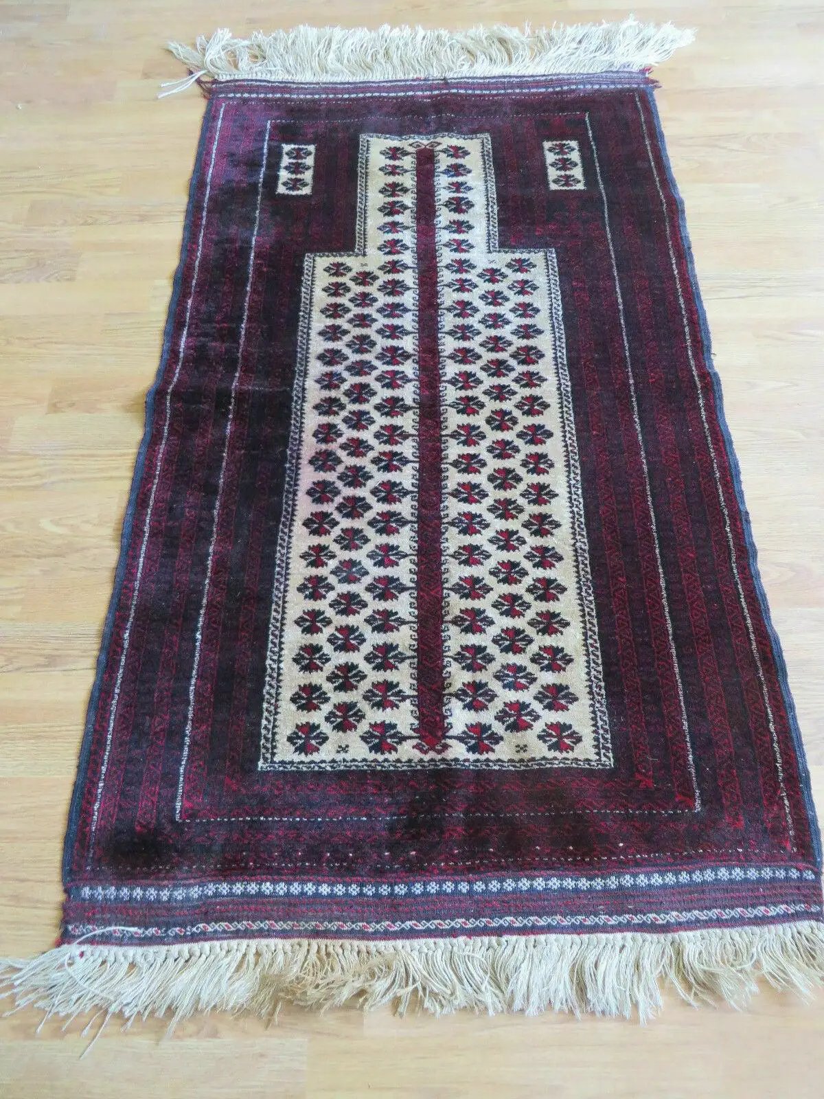 3' X 5' Handmade Fine Knotted Balouch Turkoman Prayer Silk Wool Rug by Jewel Rugs