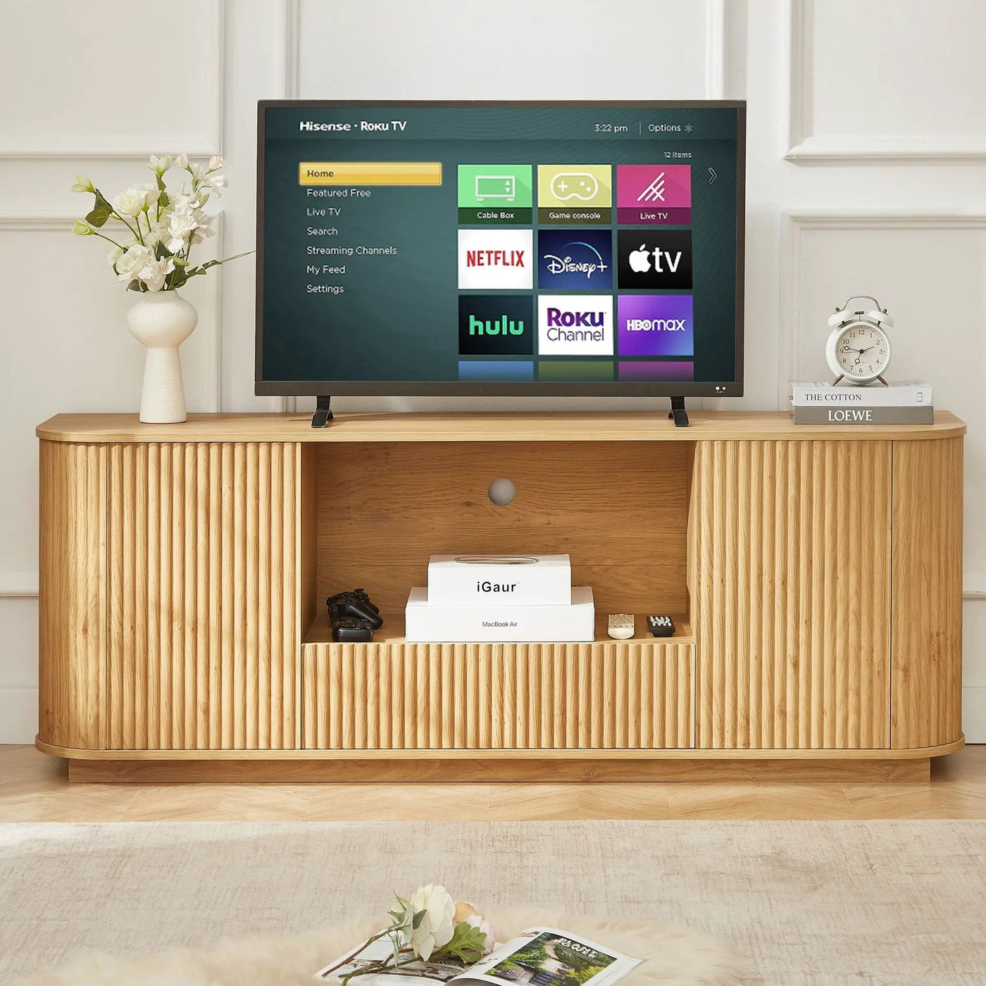 Modern Wavy TV Stand Rounded Sideboard With Storage Cabinet by HouseOfZazla