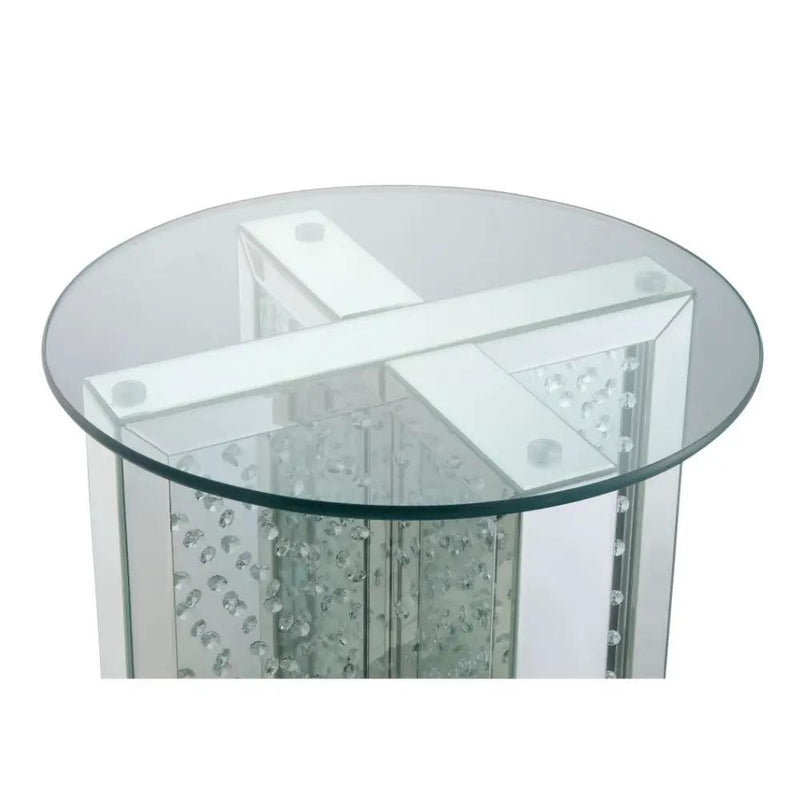 Nysa - 23" End Table - Mirrored & Faux Crystals by Unique Piece Furniture