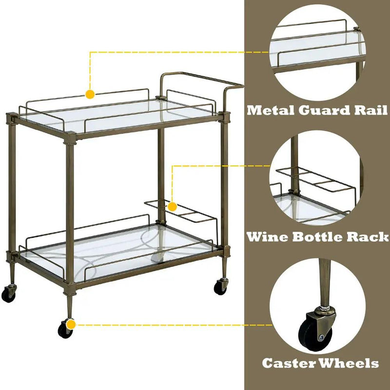 Aditya - Serving Cart - Mirrored & Antique Brass by Unique Piece Furniture