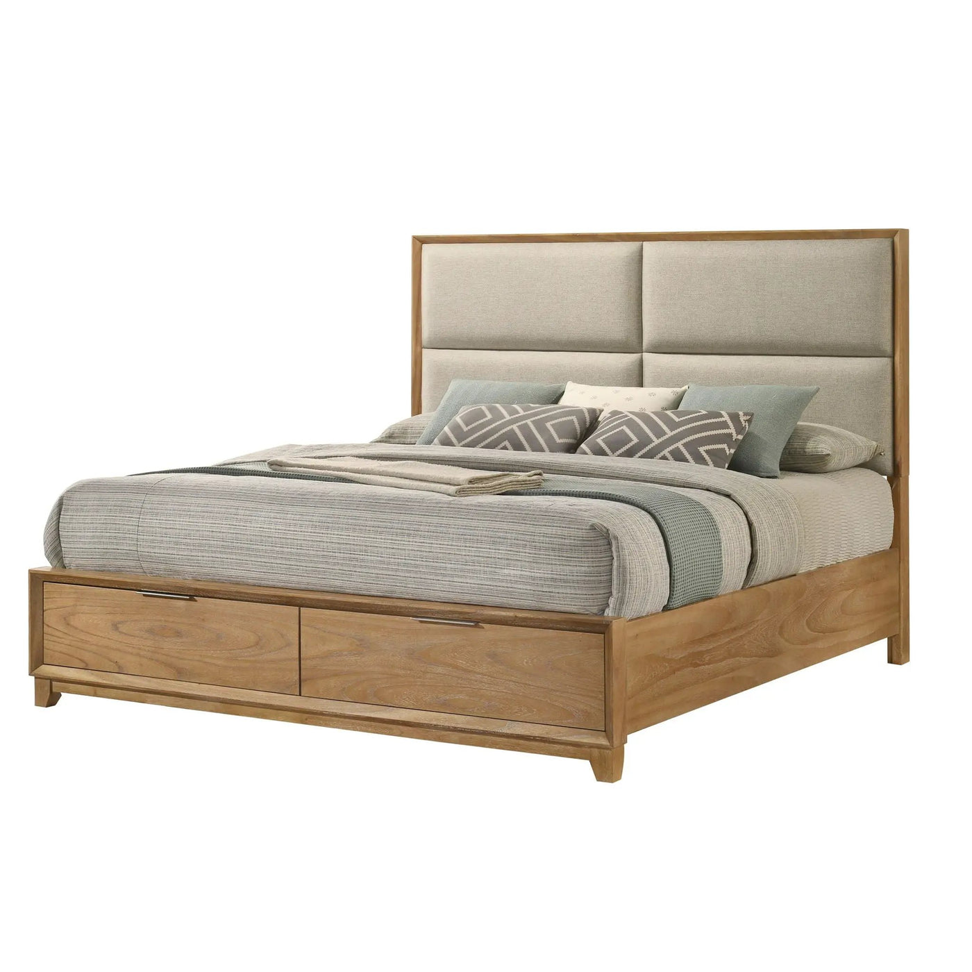 Contemporary Storage Platform Bed With Ultra Plush Headboard by Unique Piece Furniture