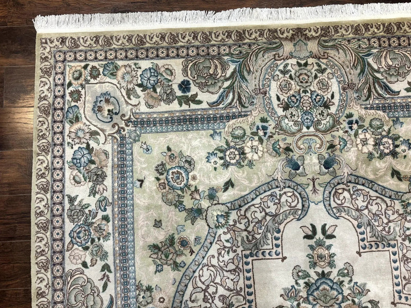 Pak Persian Rug 8 x 10.6, Elegant Oriental Carpet, Floral Medallion, Vintage Handmade Wool Rug, FIne 240 KPSI by Jewel Rugs