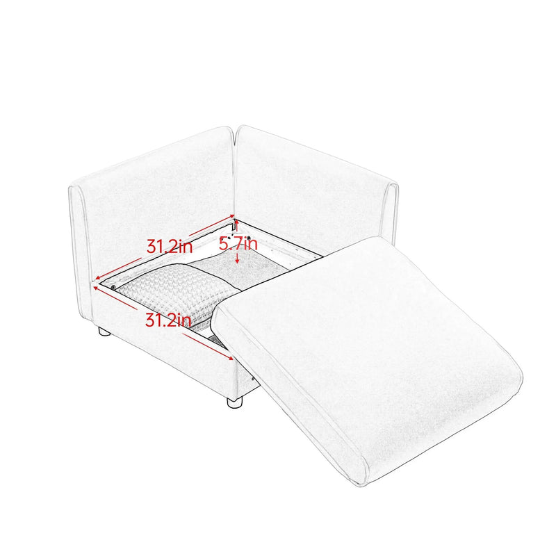 Stylish Sofa With Storage Seat And Cylindrical Backrest