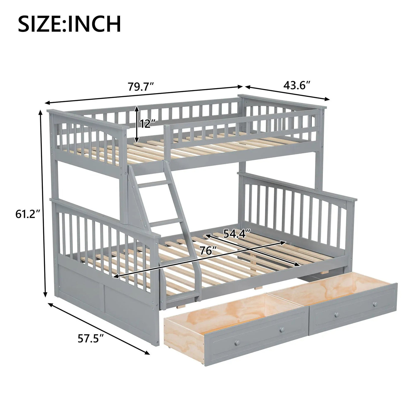 Bunk Bed With Drawers, Convertible Storage Bed by HouseOfZazla