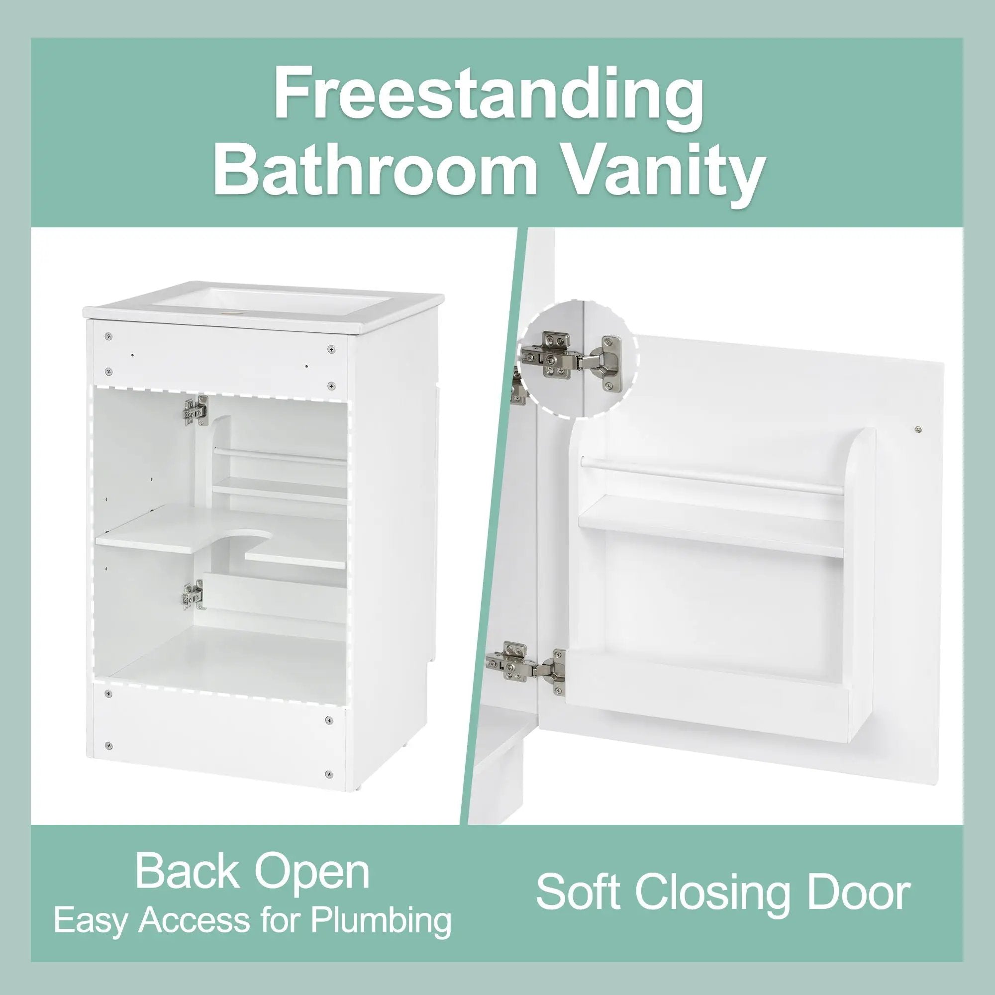 Bathroom Vanity With Sink, Cabinet With Adjustable Shelf