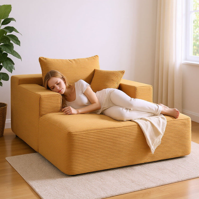 Convertible Chaise Lounge Chair With Wide Armrest & Throw Pillows by HouseOfZazla