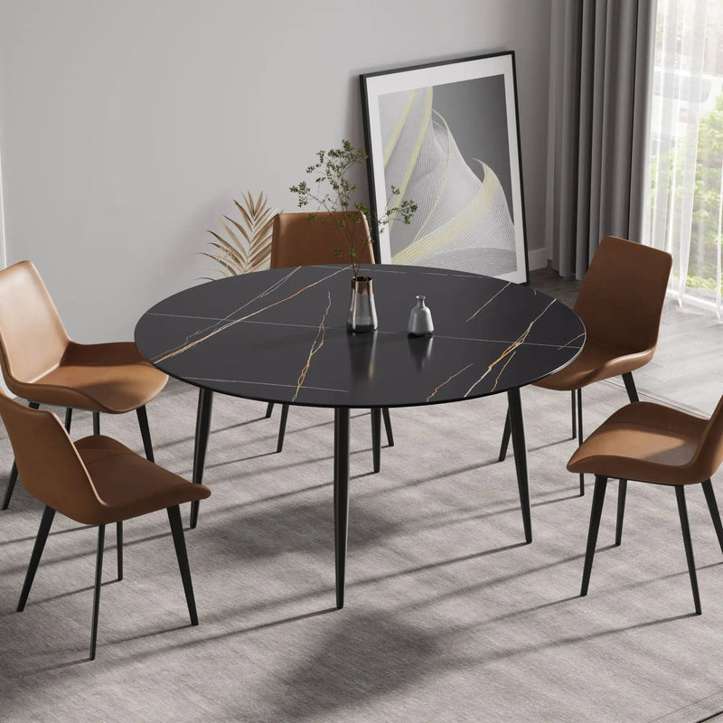 Modern Man-Made Stone Round Dining Table-Position For 6 People by HouseOfZazla