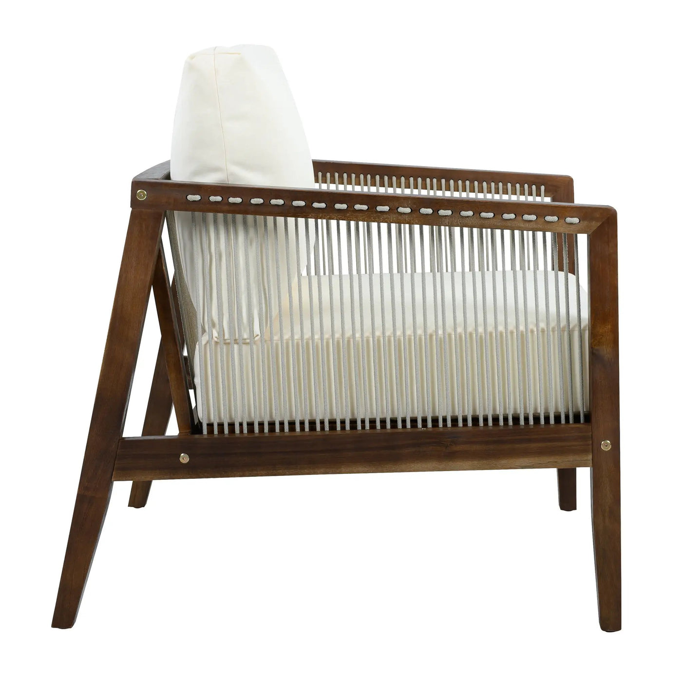 Outdoor Club Chairs (Set of 2), Acacia Wood Frame with Rope Back, Water-Repellent by HouseOfZazla