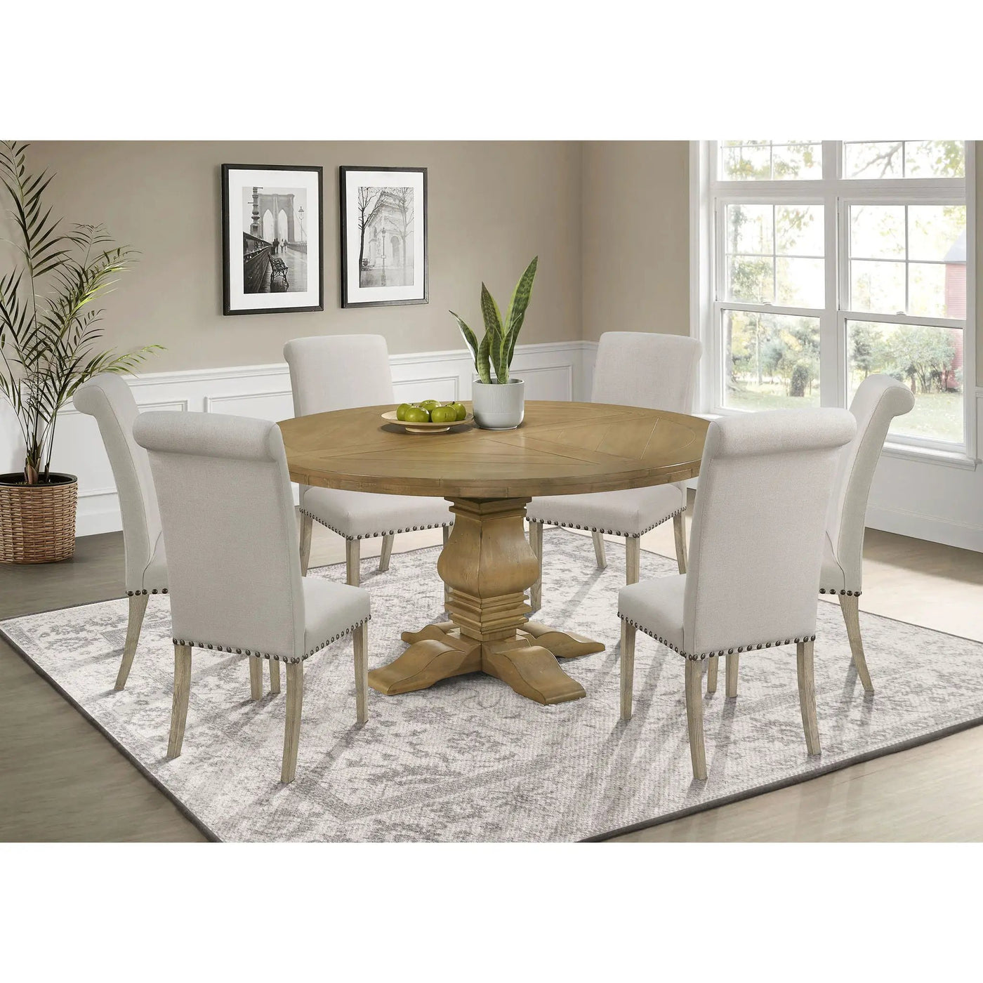 Round Dining Table Set With Upholstered Chairs by HouseOfZazla
