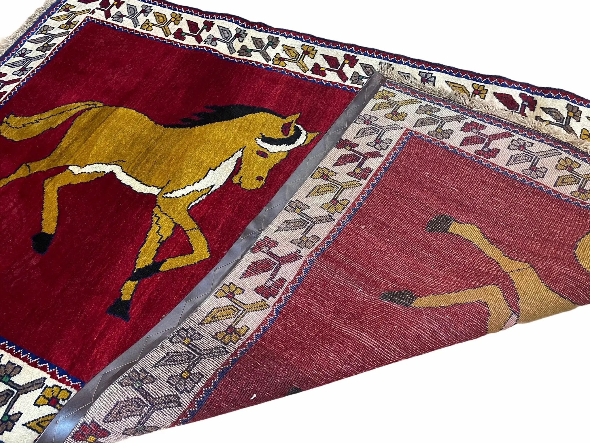 4 X 7 Handmade Hand-Knotted Quality Wool Rug Horses Zagros Red Mustard Gold New by Jewel Rugs