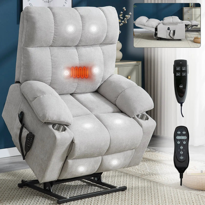 Beige Dual Motor Infinite Position Power Lift Recliner Chair by HouseOfZazla