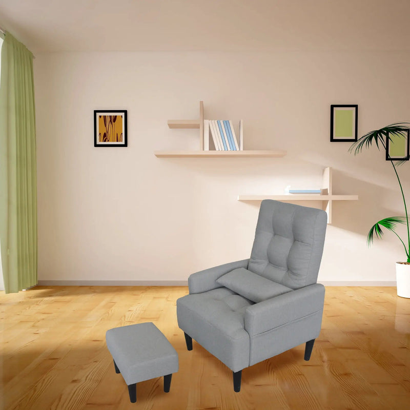 Living Room Sofa Single Chair And Ottoman, Modern Multi-Function Fabric Living Room Sofa Lounge Chair Bed And Stool. Soft Leisure Single Chair Adjustable Into 5 Angles With Sofa Bed by HouseOfZazla