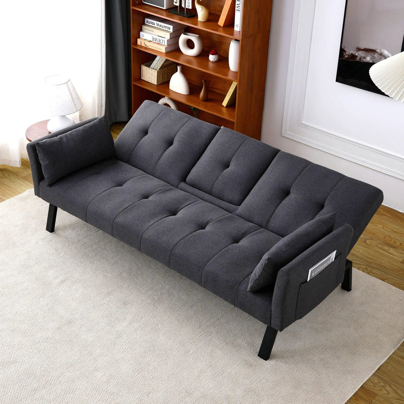 Sofa Bed With Foldable Design And Cup Holder by HouseOfZazla