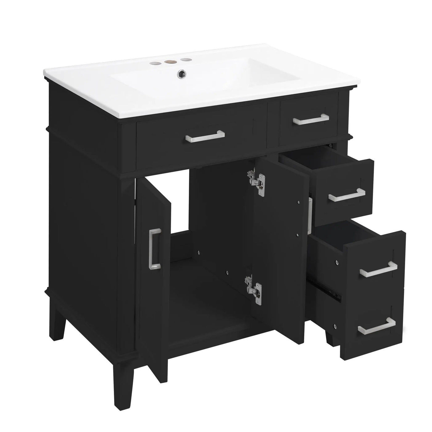 Modern Bathroom Vanity With Sink, Storage Cabinet, Soft Close Doors, Deep & Standard Drawers by HouseOfZazla