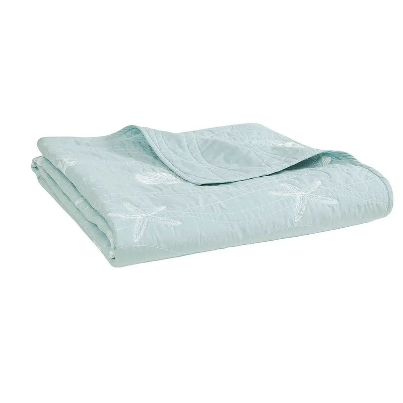 4 Piece Cotton Reversible Embroidered Quilt Set with Throw Pillow Aqua King/Cal King by HouseOfZazla