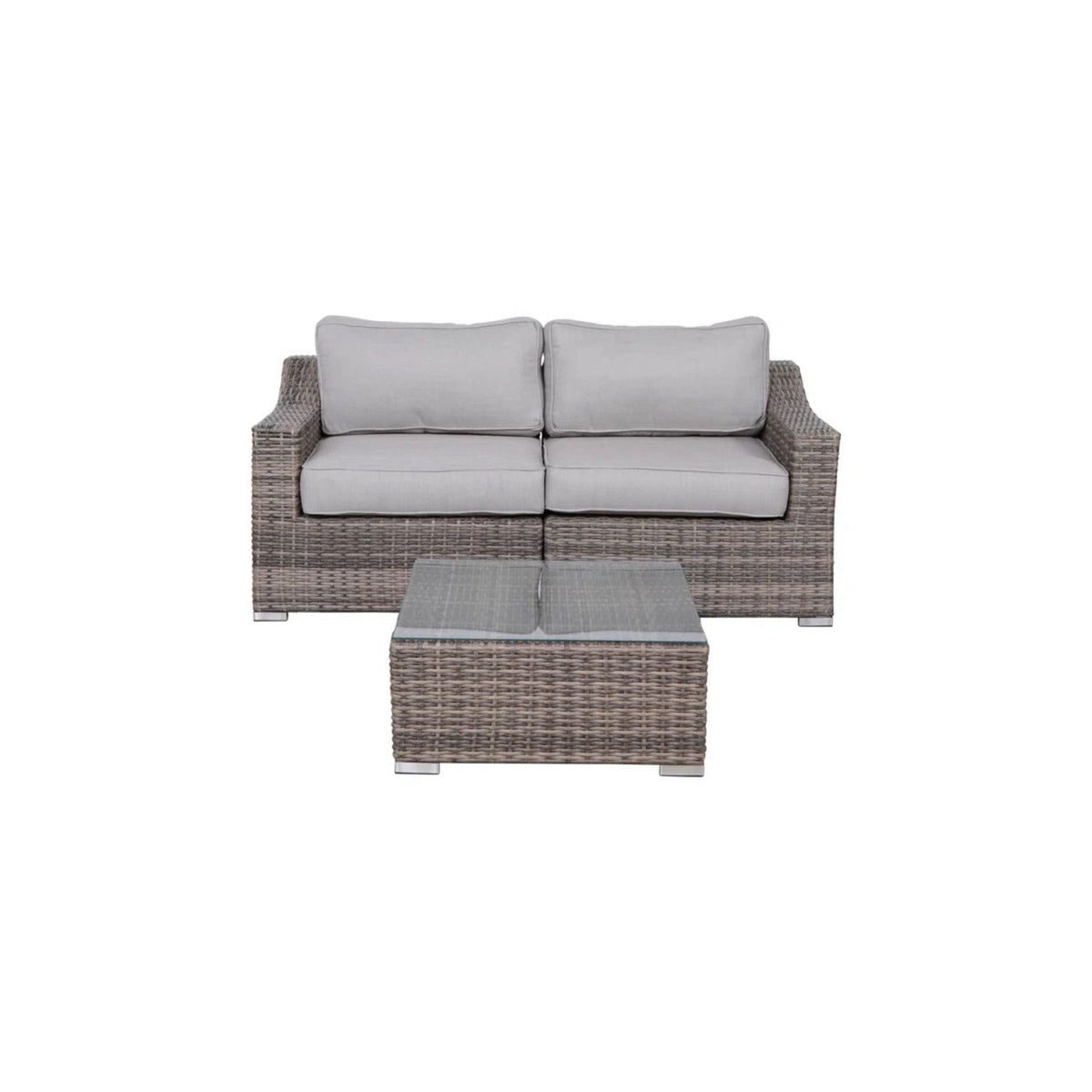 All-Weather Wicker Conversation Set with Cushions - Light Brown, Dark Gray, or Dark Brown