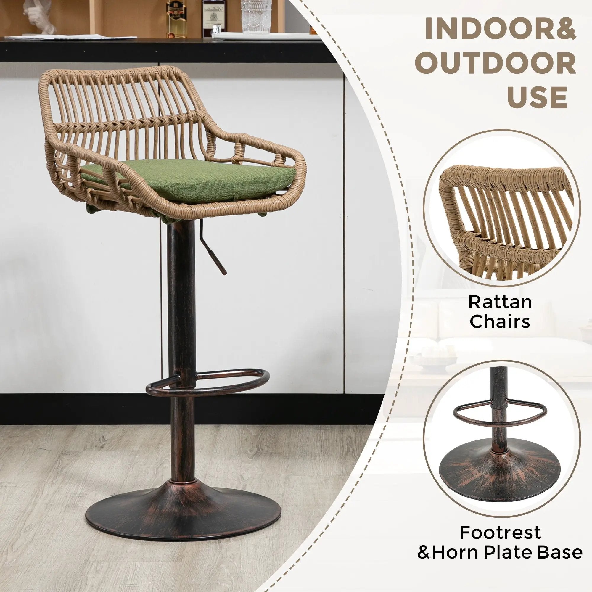 Modern Swivel Bar Stools Adjustable Counter Chairs With Footrest (Set of 2) by HouseOfZazla