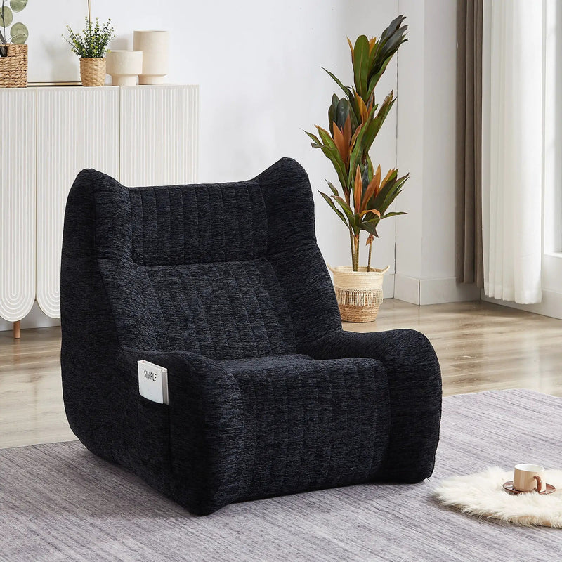 Bean Bag Chair With Armrests Oversized Comfy Beanbag Lounge Lazy Floor Sofa Accent Chair For Living Room - Black by Unique Piece Furniture