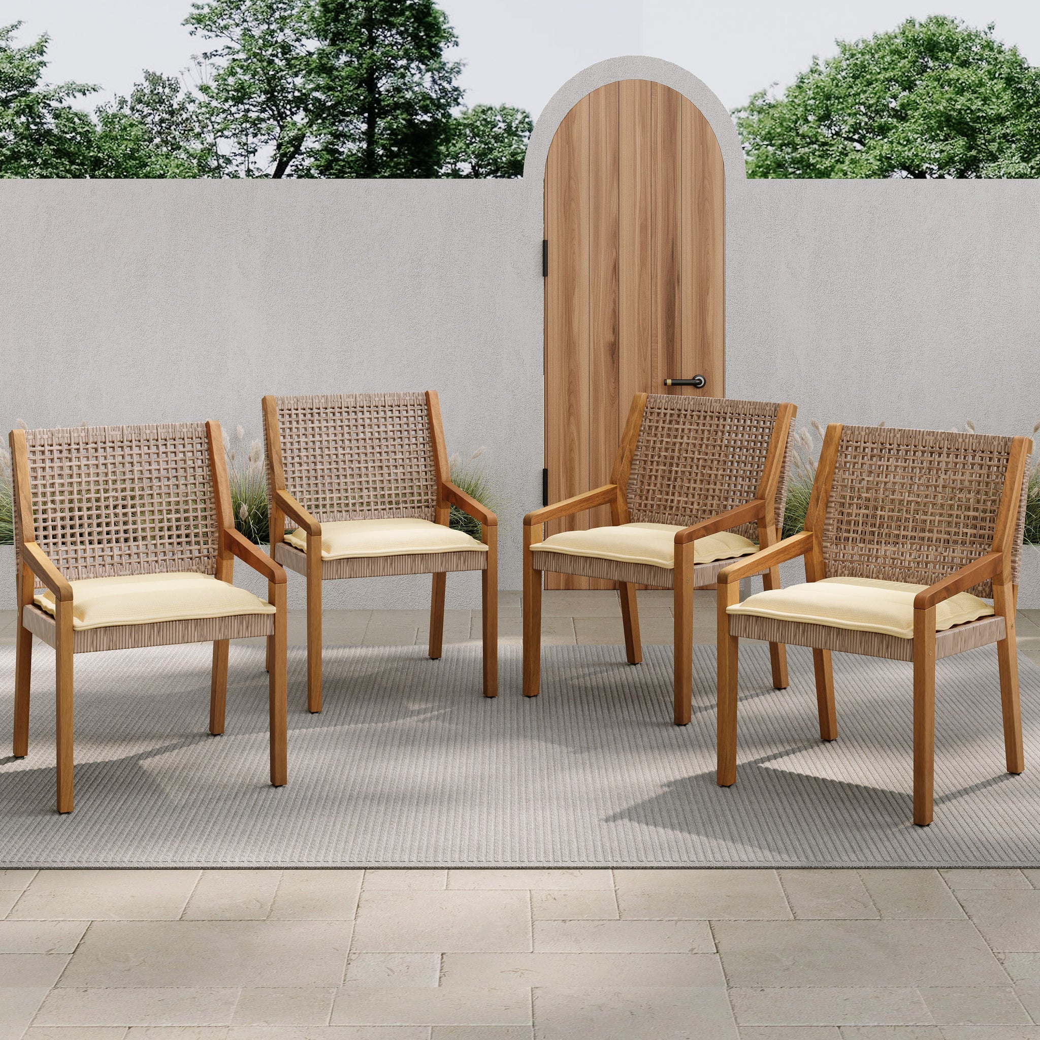 Outdoor Dining Chair - Acacia Wood & Wicker by HouseOfZazla