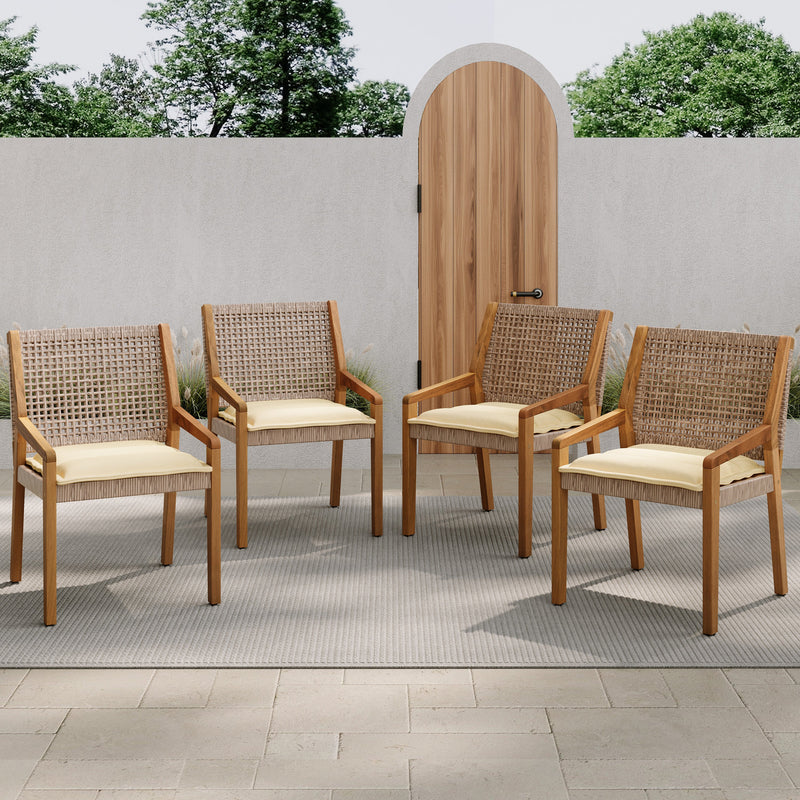 Outdoor Dining Chair - Acacia Wood & Wicker by HouseOfZazla