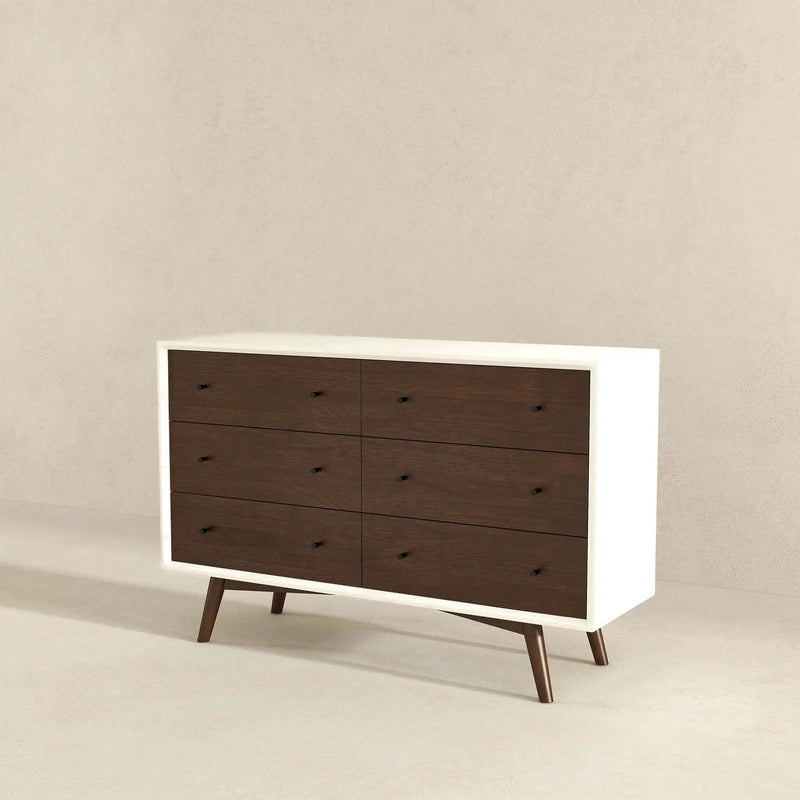Dresser 6 Drawer - Dark Brown / White by HouseOfZazla