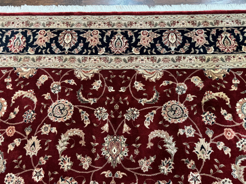 Maroon Persian Area Rug 8x10, Floral Allover, Pak Persian, Wool and Silk Highlights, Traditional Oriental Carpet by Jewel Rugs