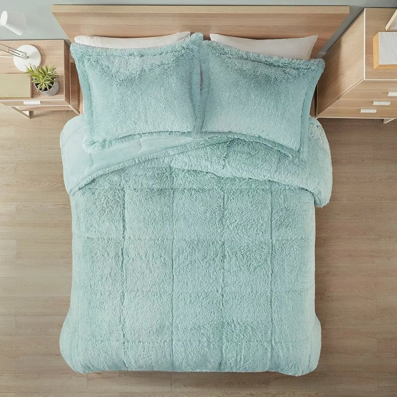 Full/Queen Shaggy Long Fur Comforter Mini Set by HouseOfZazla