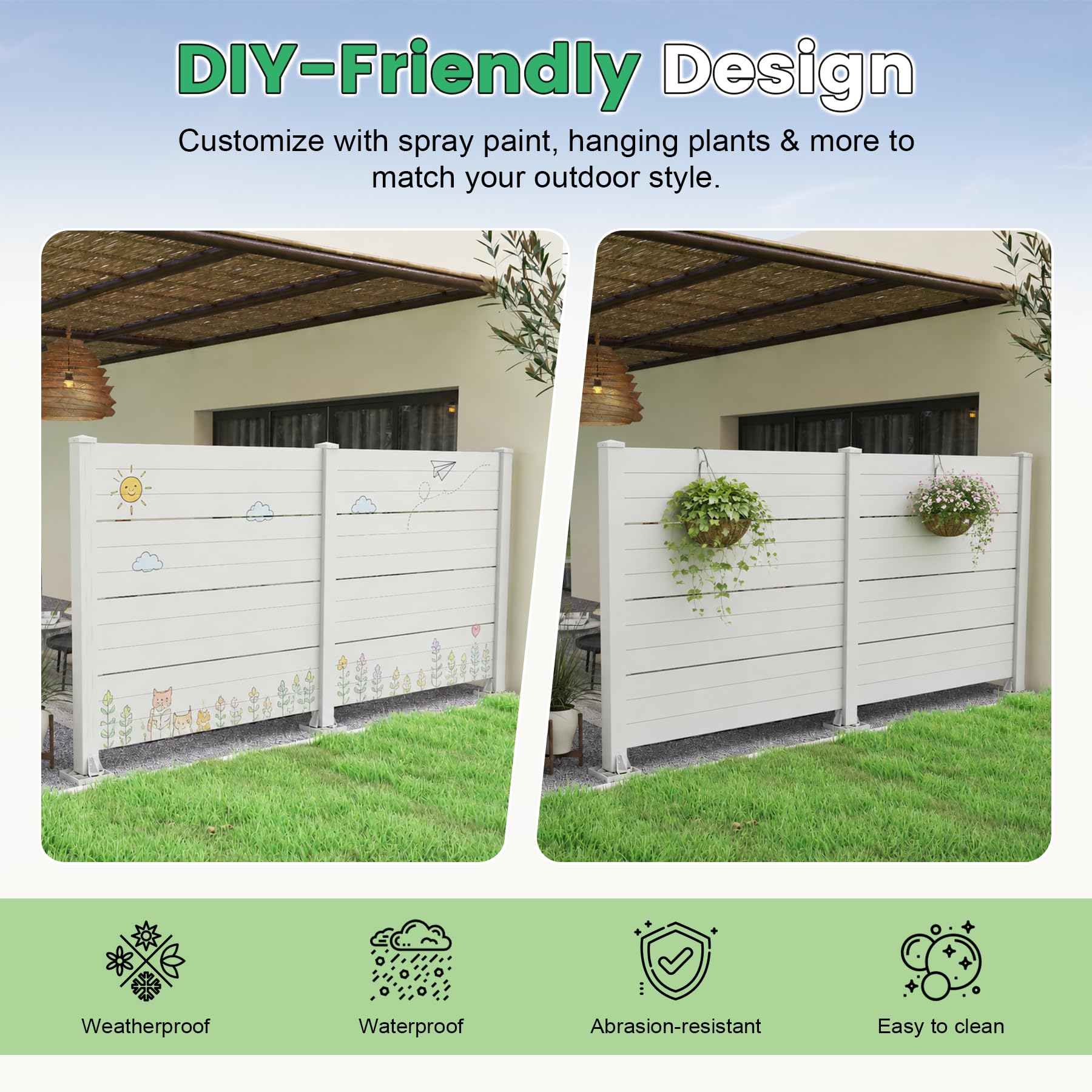50" W x 49" H Outdoor Privacy Screen with Aluminum Posts, 2 Panels by HouseOfZazla