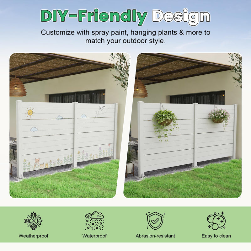 50" W x 49" H Outdoor Privacy Screen with Aluminum Posts, 2 Panels by HouseOfZazla