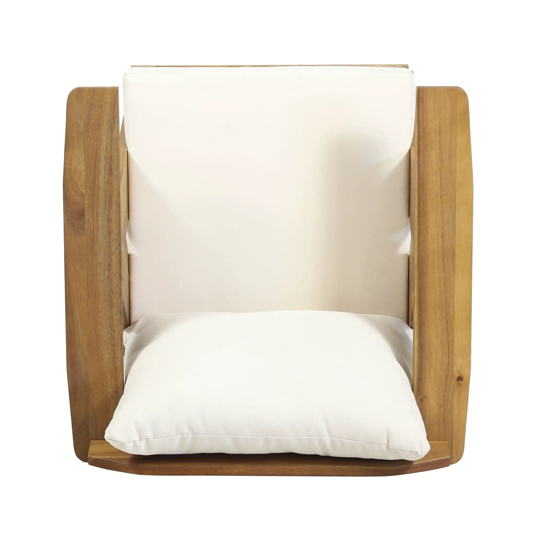 Outdoor Acacia Wood Club Chairs With Cushions (Set of 2) - Teak / Beige by HouseOfZazla