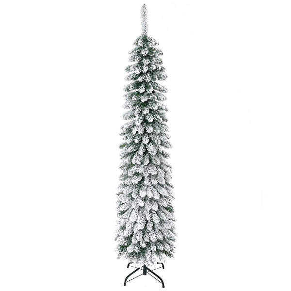 HOMCOM 6' Tall Unlit Snow Flocked Artificial Christmas Tree