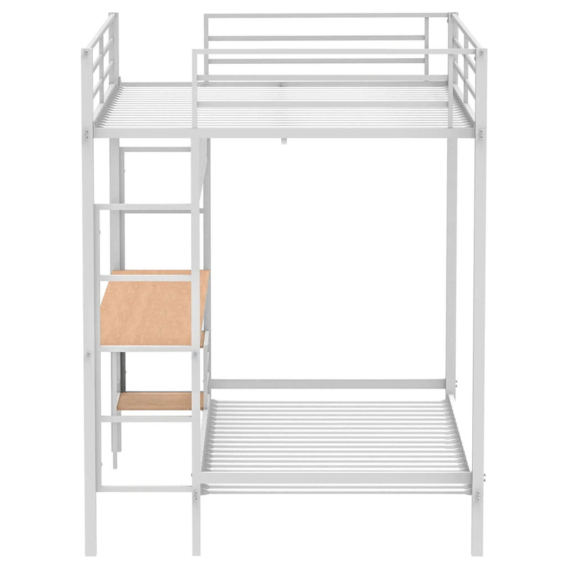 Bettoni Metal Full Over Twin Workstation Bunk Bed Matte White by Unique Piece Furniture