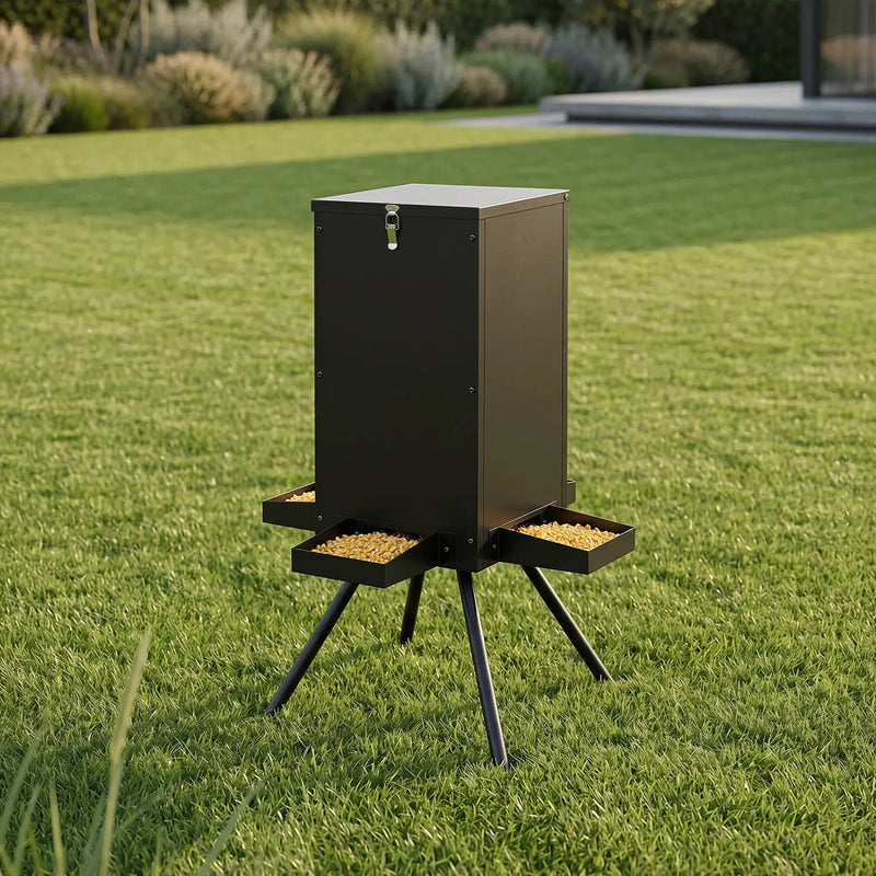 90LB Gravity Deer Feeder with 4 Feeding Trays and Stand by DirectDeals