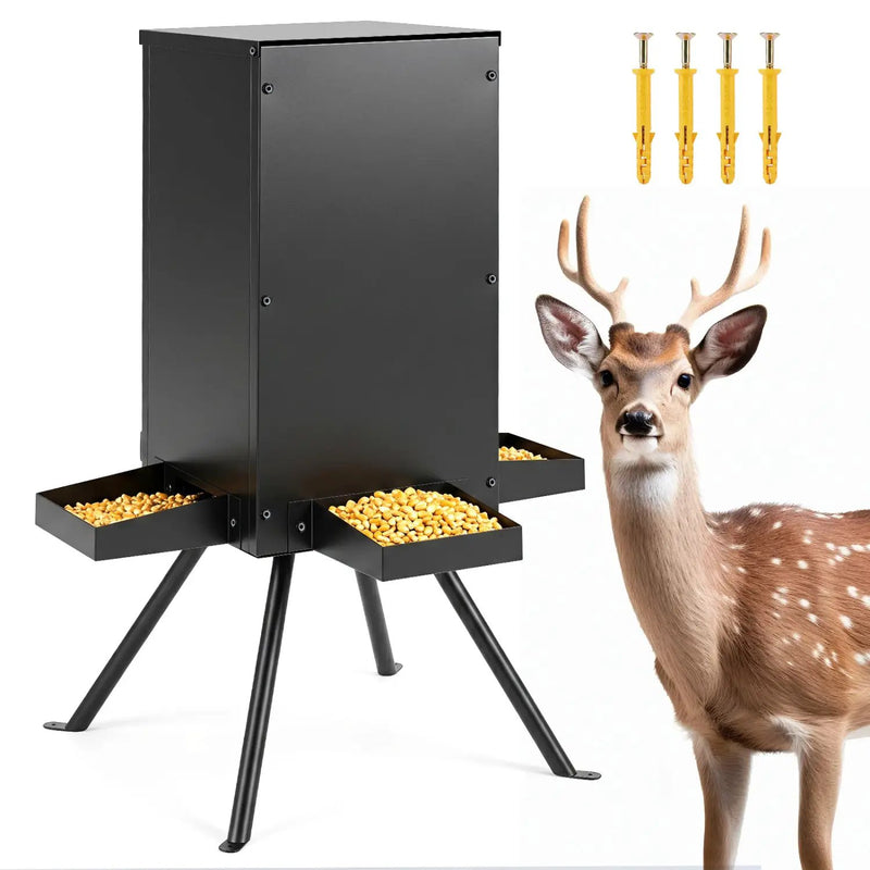90LB Gravity Deer Feeder with 4 Feeding Trays and Stand by DirectDeals