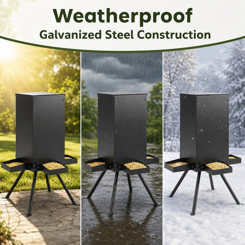 90LB Gravity Deer Feeder with 4 Feeding Trays and Stand by DirectDeals