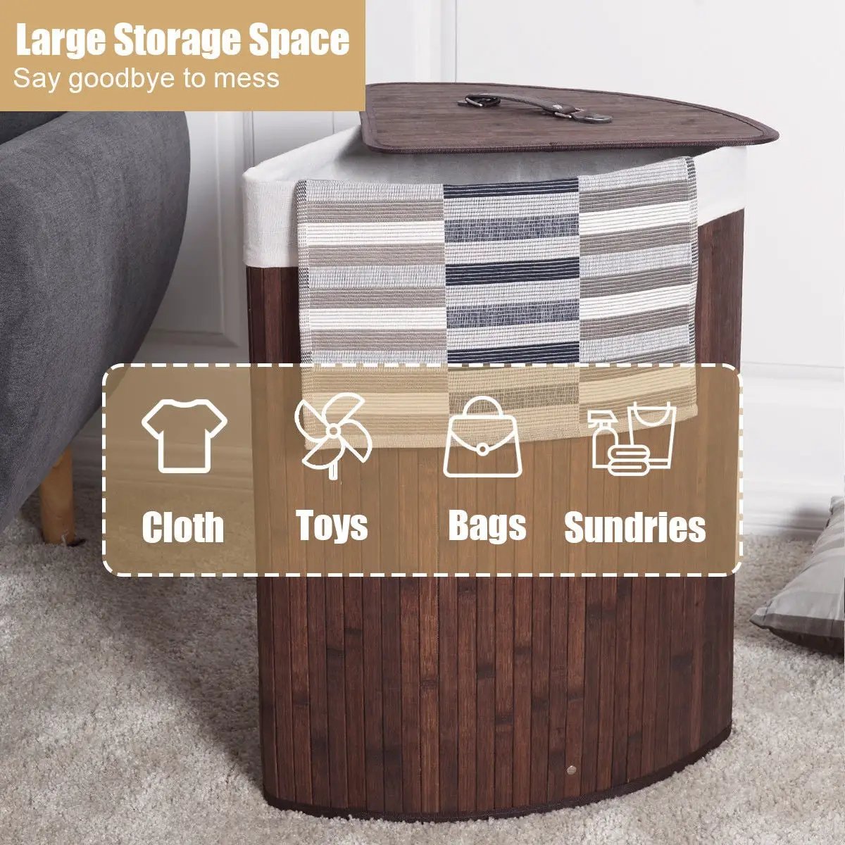 Corner Bamboo Hamper Laundry Basket by DirectDeals
