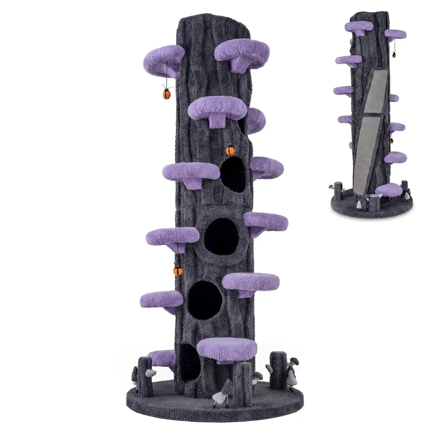 90.5 Inch Tall Multifunctional Cat Tree with Private Condos for Indoor Cats-Brown by DirectDeals